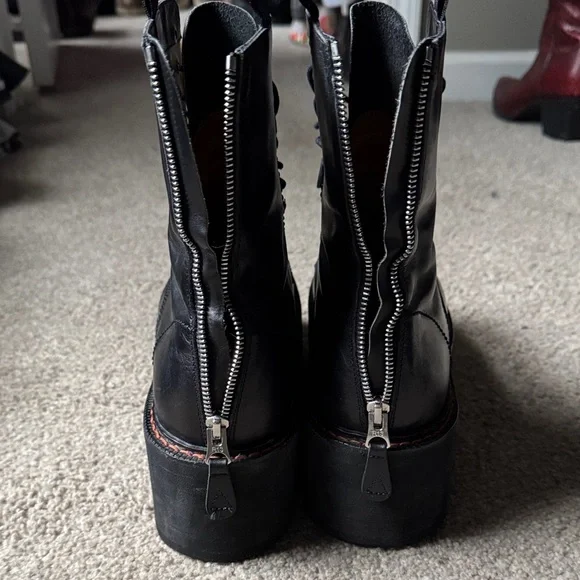 R13 Black Leather Lace-Up Boots - Picture 3 of 5